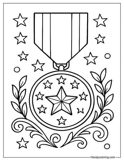 Hero Medal Display Coloring Page