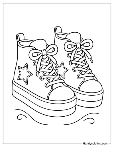 High-Top Sneakers with Star Patches