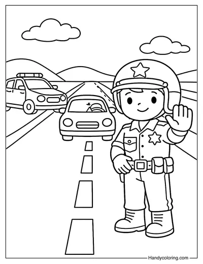 Highway Patrol Officer Stopping a Car