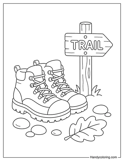 Hiking Boots Beside Trail Sign