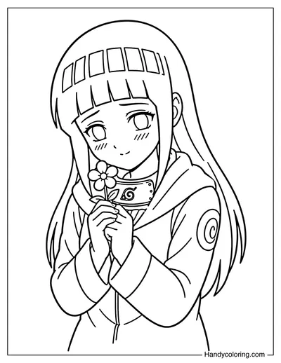 Hinata Holding a Small Flower