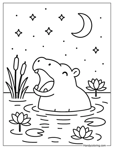 Hippo Star River Coloring Page