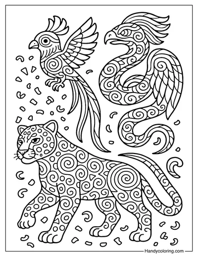 Hispanic Folklore Animals Coloring Page