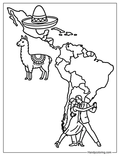 Hispanic Heritage Map Coloring Page