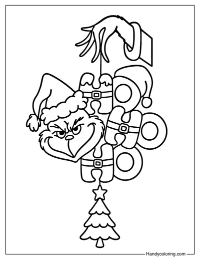 Ho Ho Ho Grinch Christmas Coloring Page