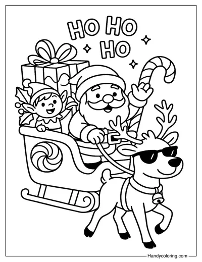 Ho Ho Ho Wagon Coloring Page