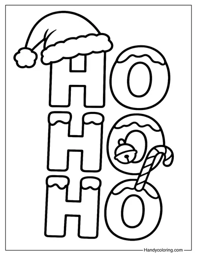 Ho Ho Ho Xmas Coloring Page