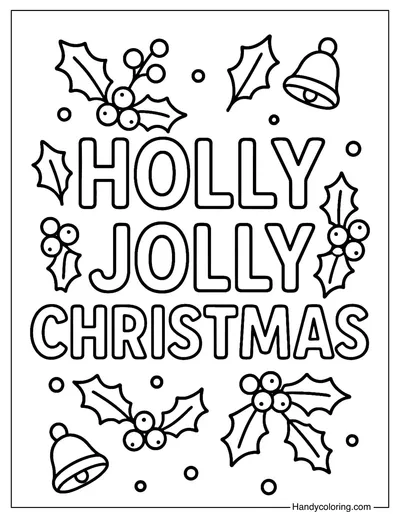 Holly Jolly Christmas Coloring Page