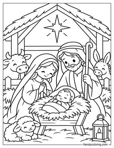 Holy Family Together in the Stable