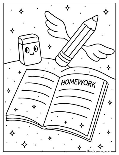 Homework Magic Kit Coloring Page