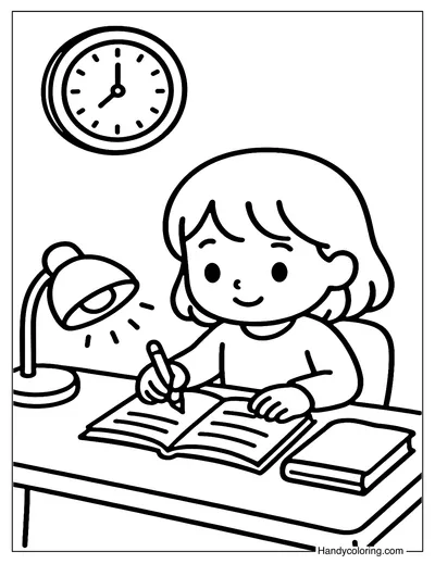 Homework Time Coloring Page