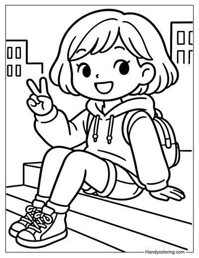 Hoodie Girl Coloring Page