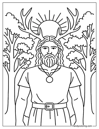 Horned God Coloring Page