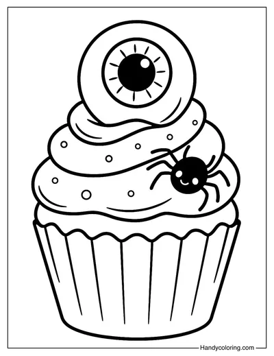 Horror Cupcake Coloring Page