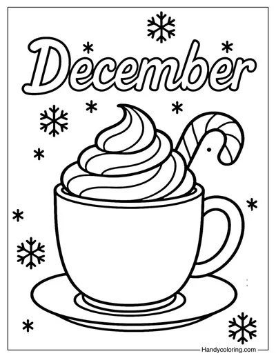 Hot Chocolate December Coloring Page