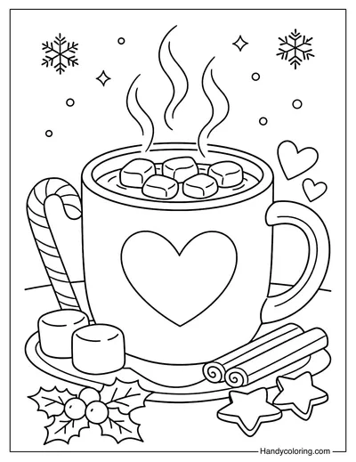 Hot Chocolate Winter Coloring Page