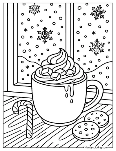 Hot Cocoa Time Coloring Page