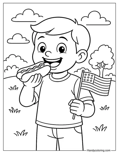 Hotdog at the Park Coloring Page