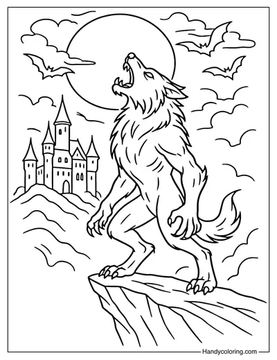 Howling Werewolf Coloring Page
