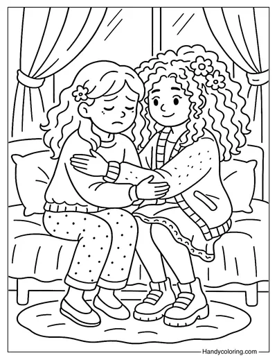 Hug of Comfort Coloring Page