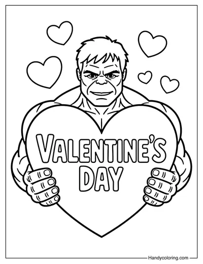 Hulk Giving Valentine Card Coloring Page