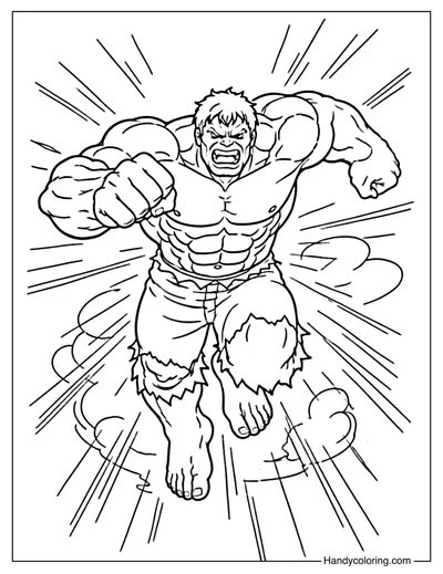 Hulk Running Fast Coloring Page