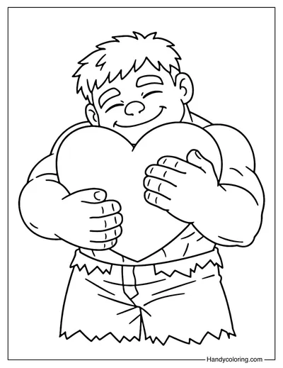 Hulk With Big Heart Hug Coloring Page
