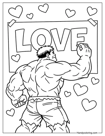Hulk With Love Coloring Page