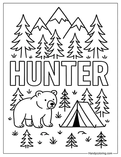 Hunter Name Coloring Page