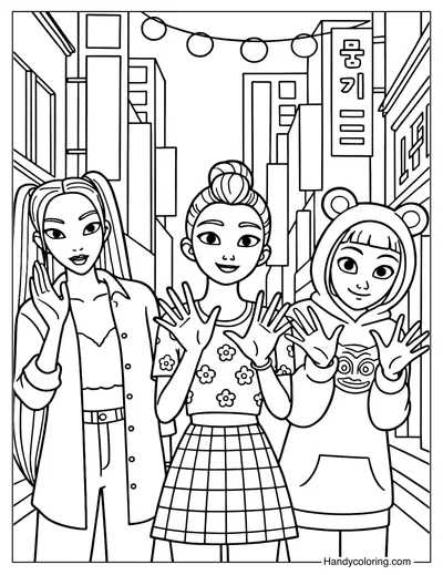 Huntrix Exploring a Korean Street