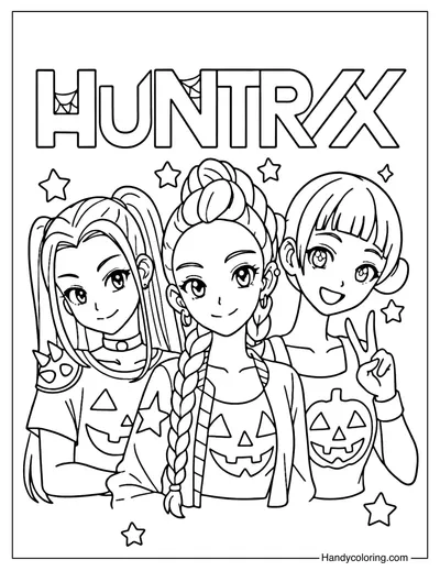 Huntrix Wearing Pumpkin Shirts for Halloween