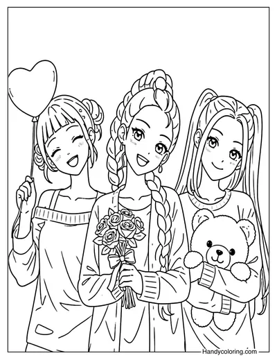 Huntrix with Flowers and Teddy Bear