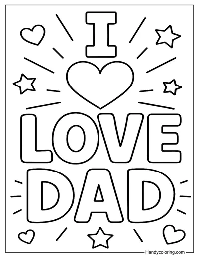 I Love Dad Coloring Page