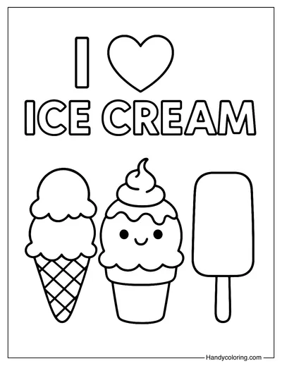 I Love Ice Cream Coloring Page