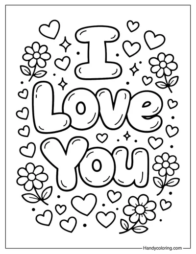 I Love You Bubble Letters Coloring Page