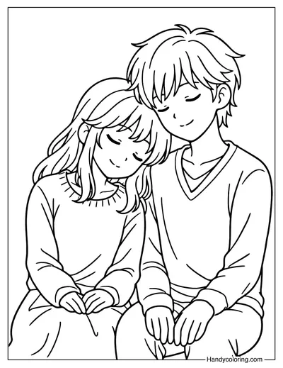 I Love You Coloring Page Boy and Girl