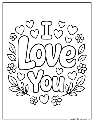 I Love You Coloring Page PDF