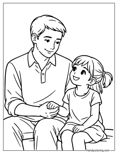 I Love You Dad and Child Coloring Page