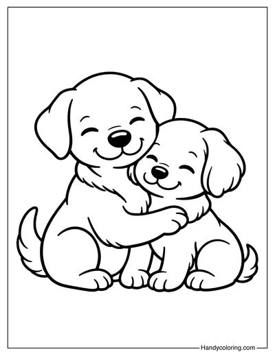 I Love You Dog Hugs Coloring Page