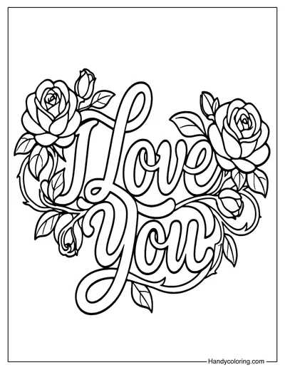 I Love You Rose Coloring Page
