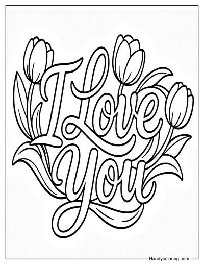 I Love You Tulip Coloring Page