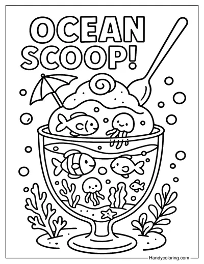 Ice Cream Aquarium Coloring Page
