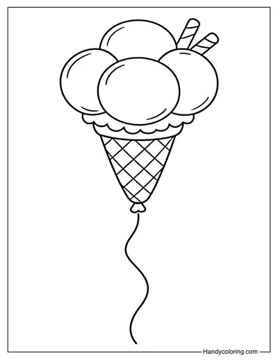 Ice Cream Balloon Coloring Page