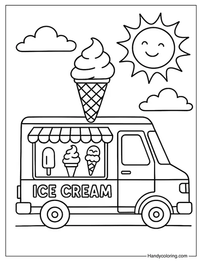 Ice Cream Cart Coloring Page