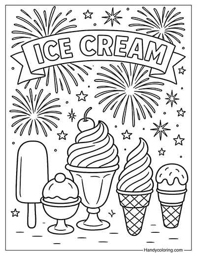 Ice Cream Festival Poster Coloring Page