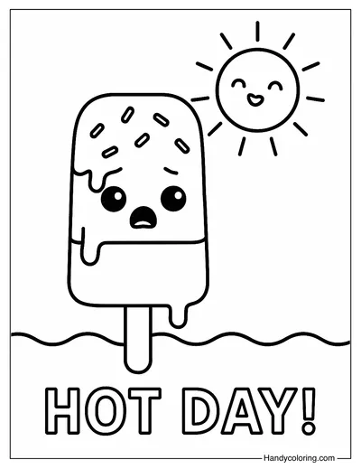 Ice Cream in the Sun Coloring Page
