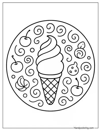 Ice Cream Mandala Coloring Page