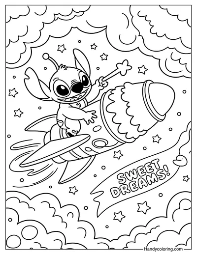 Ice Cream Rocket Stitch Coloring Page