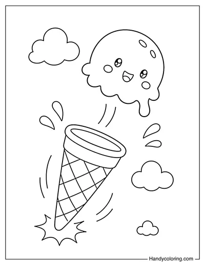 Ice Cream Scoop Falling from Cone