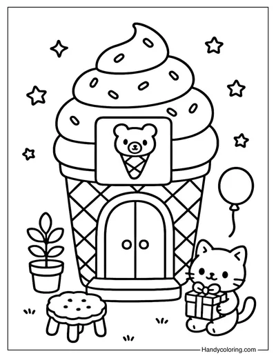 Ice Cream Toy Shop Coloring Page